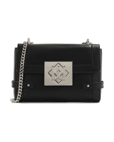 Kabelka Kazar Black leather chain handbag with rigid construction