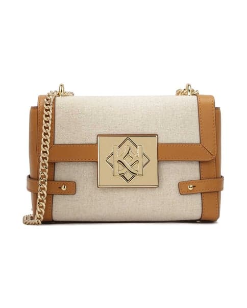 Kabelka Kazar Beige linen fabric chain handbag