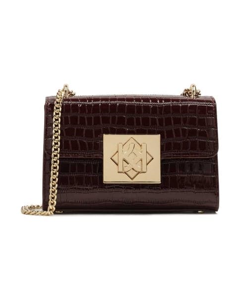 Kabelka Kazar Maroon handbag in embossed pattern with chain