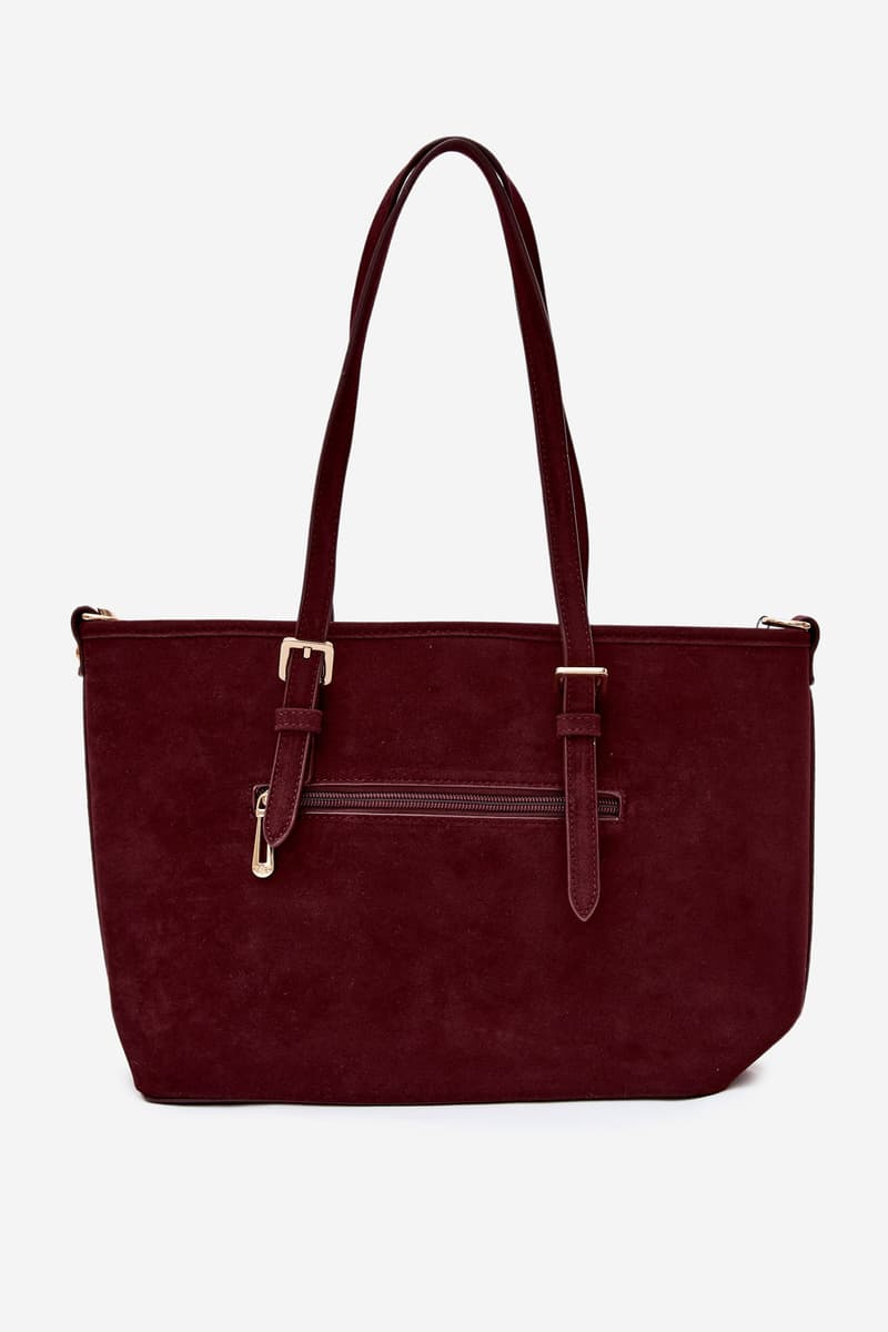 Flora&Co Burgundská shopper taška z umělé semišové kůže 4