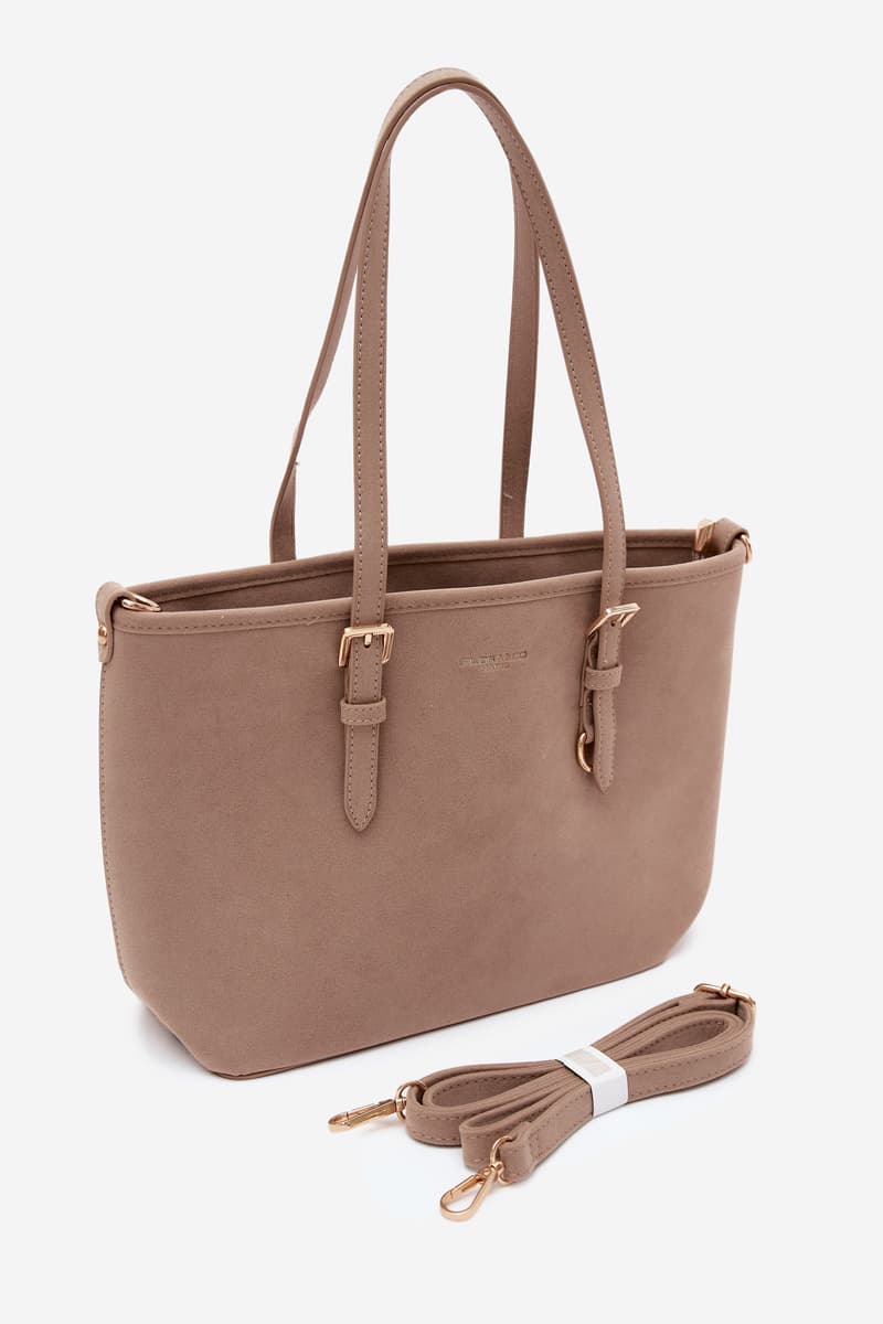 Flora&Co béžová shopper taška z umělé velurové kůže 4