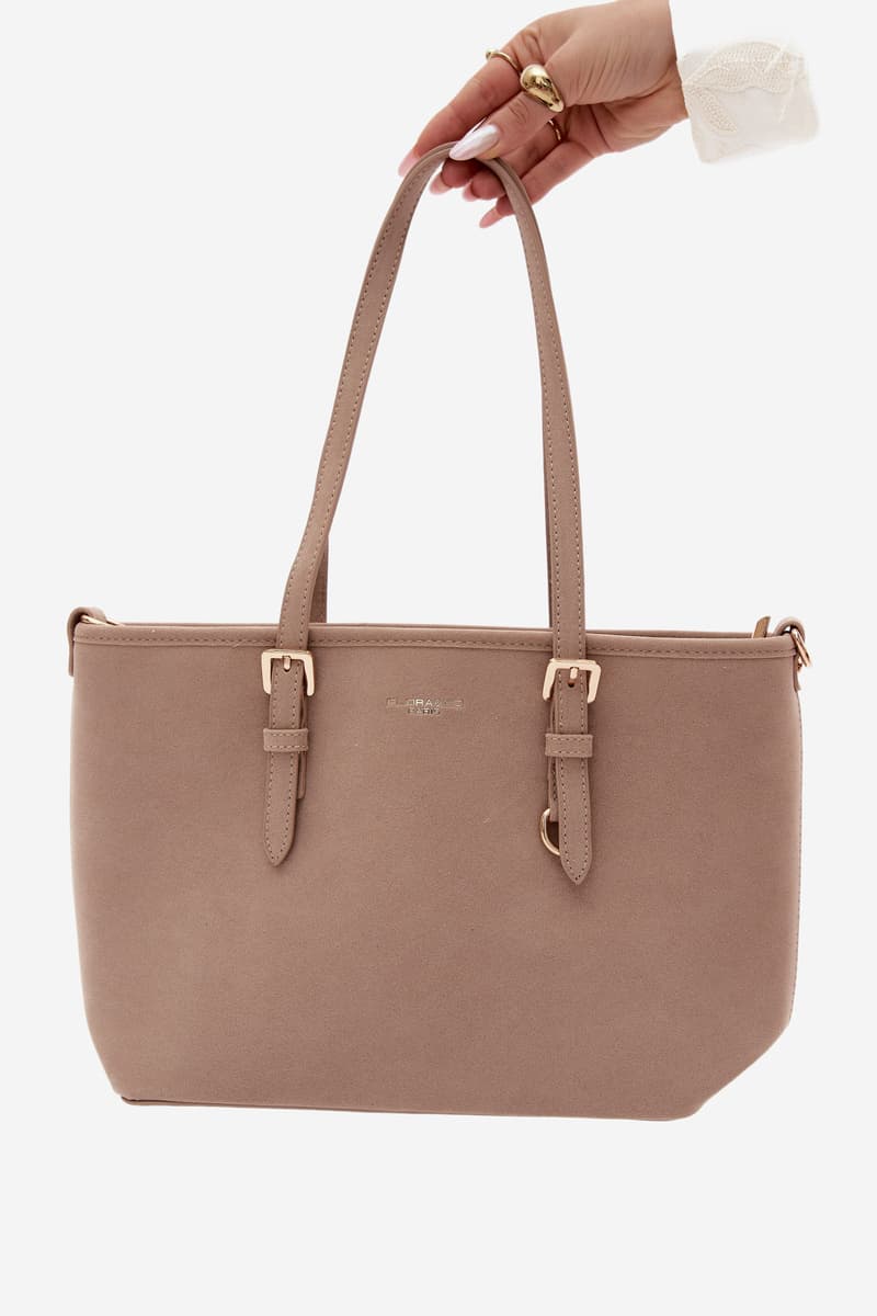 Flora&Co béžová shopper taška z umělé velurové kůže 2