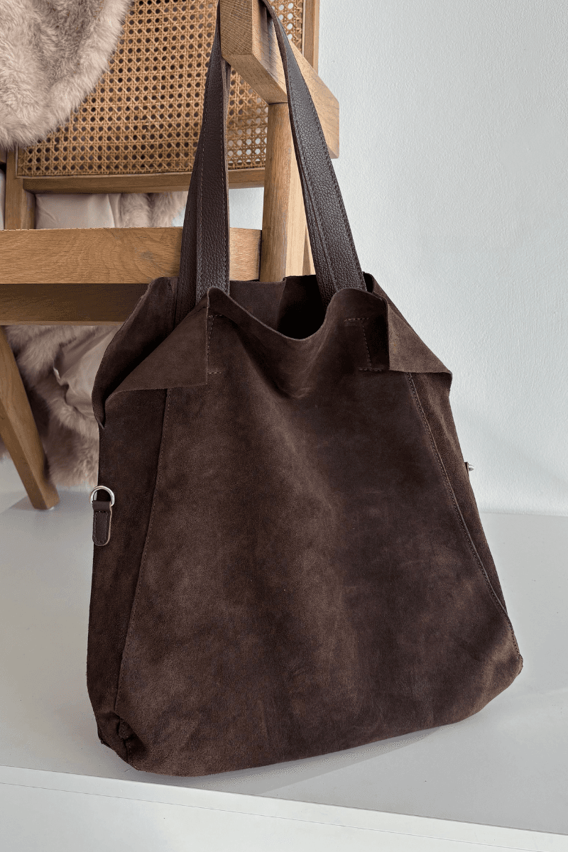 Boto semišová shopper taška čokoládová 2
