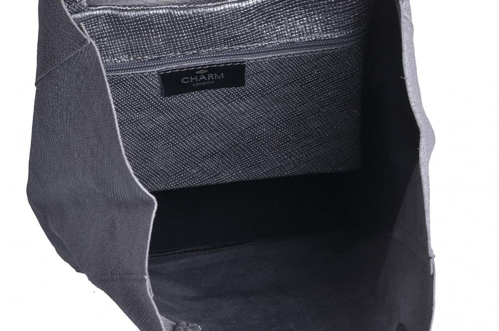 Charm London velká kožená kabelka L606 tmavě šedá metalická 6