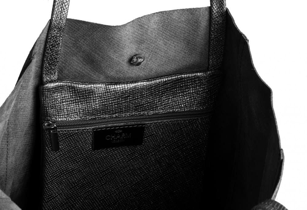 Charm London Velká kožená kabelka L606 černá 5