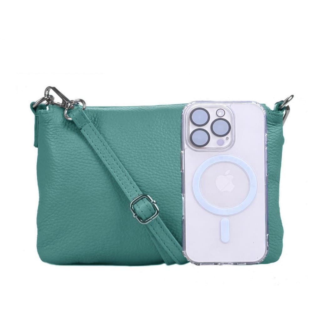 Menší kožená crossbody kabelka 5474 tyrkys 2