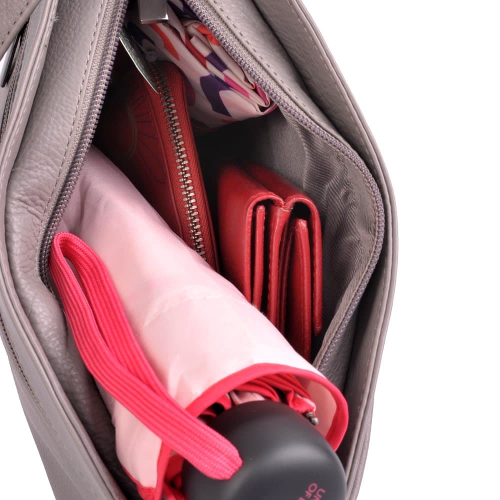 Kožená kabelka přes rameno New Bags Leather LB-206 hnědá taupe 6