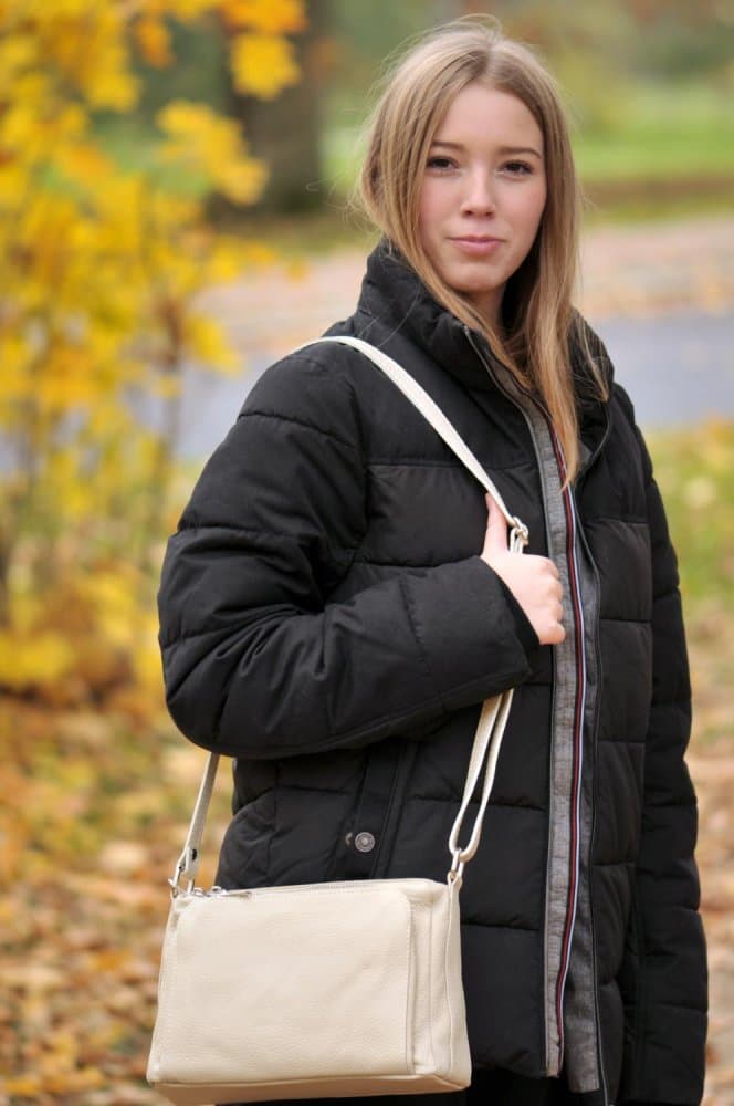 Kožená crossbody kabelka SARA BAGS 5542 béžová 4