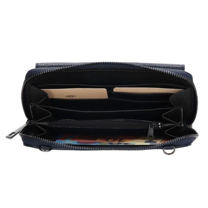 Malá kožená kabelka na mobil L626-002 modrá - moderní psaníčko 6