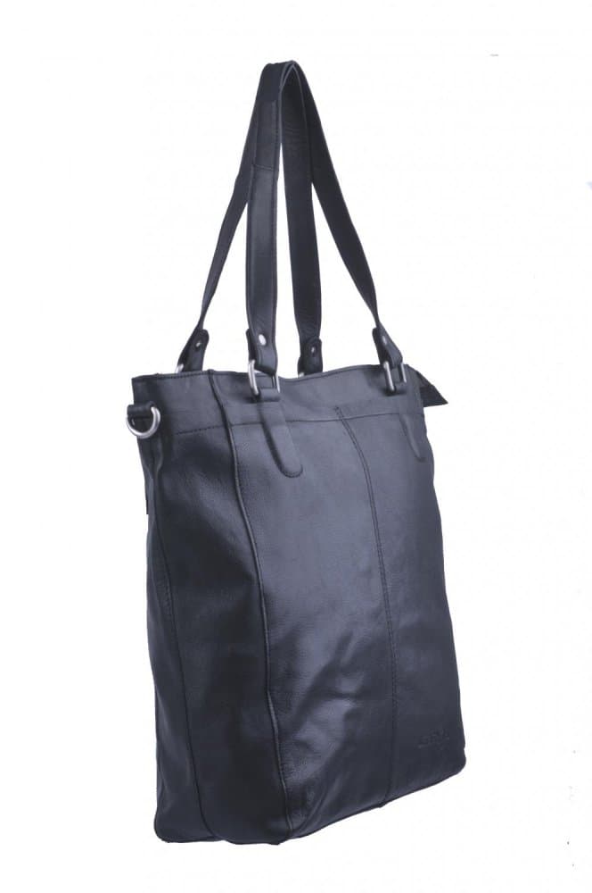 Velká kožená shopper kabelka LA-124 černá 6