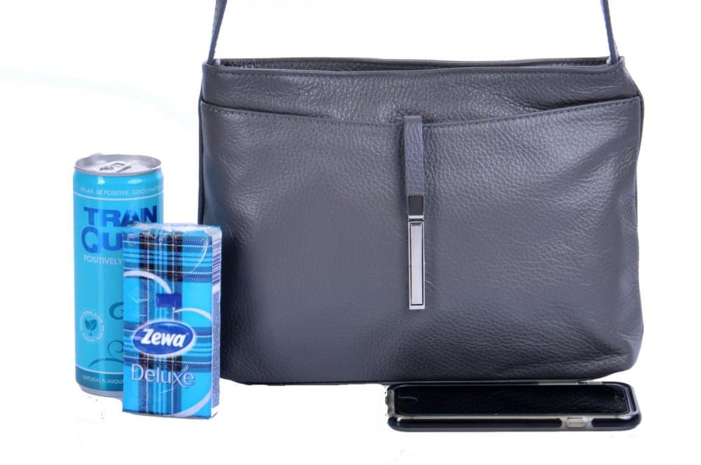 MaxFly Dámská kožená crossbody kabelka 5085 šedá 3