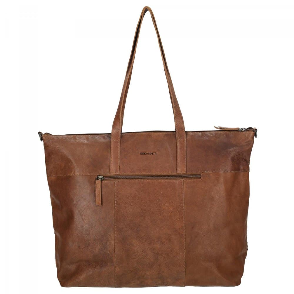 Proplétaná velká kožená shopper kabelka Enrico Benetti Sicily 89033-005 hnědá cognac 4