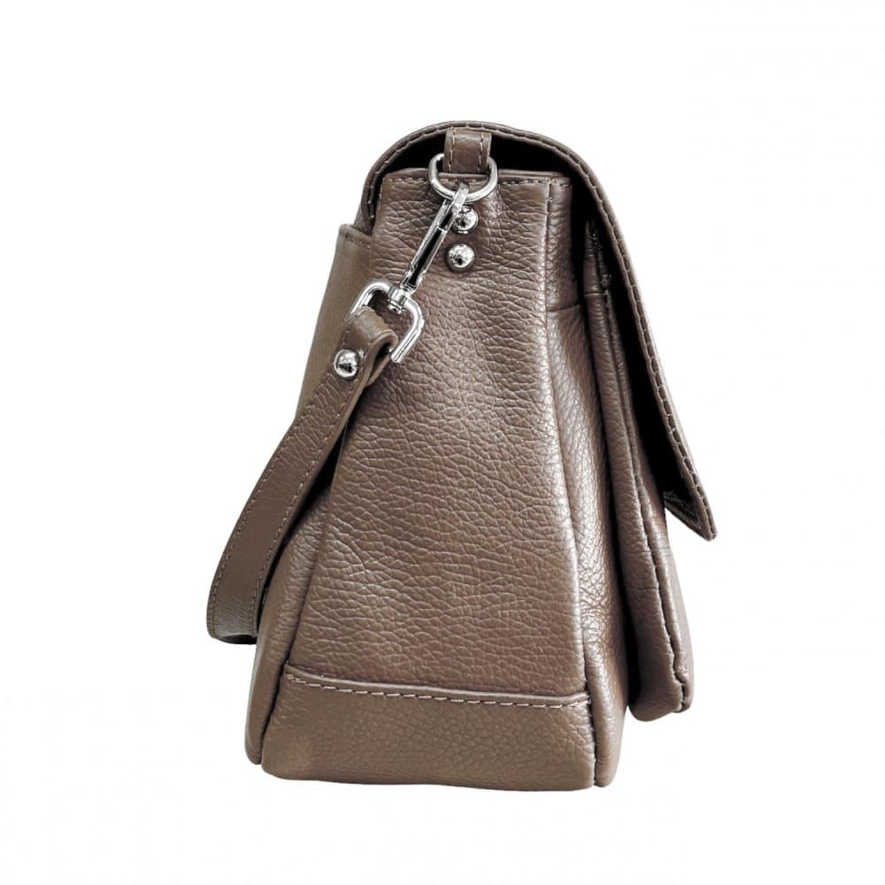 Dámská kožená kabelka přes rameno SARA BAGS 6538 taupe – pepřově hnědá 4