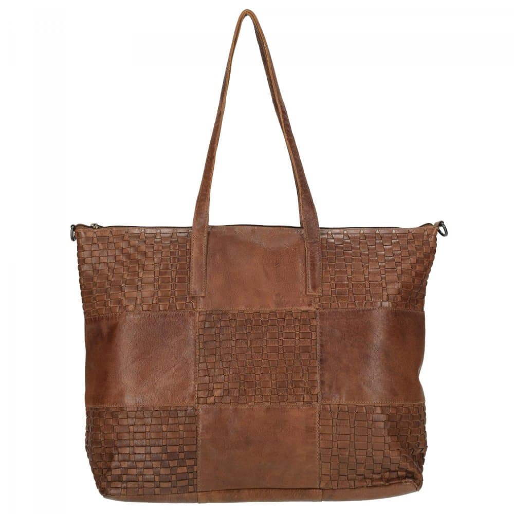 Proplétaná velká kožená shopper kabelka Enrico Benetti Sicily 89033-005 hnědá cognac 2