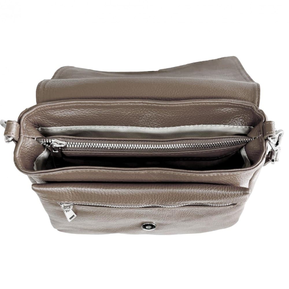 Dámská kožená kabelka přes rameno SARA BAGS 6538 taupe – pepřově hnědá 6