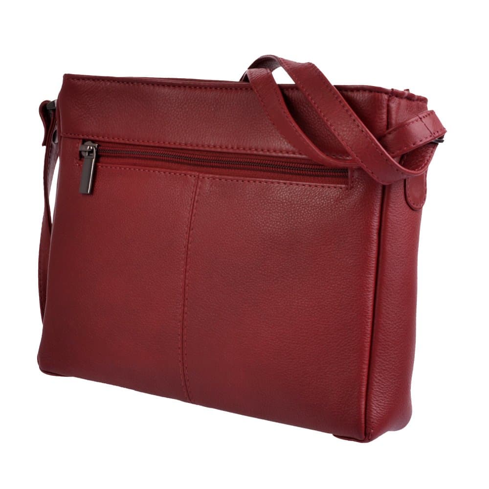 Kožená kabelka přes rameno New Bags LB-206 tmavě červená 3