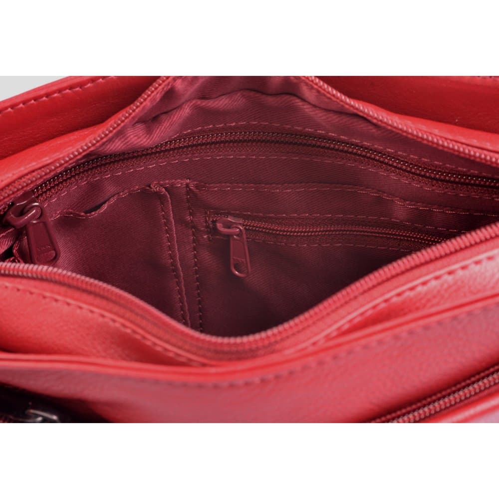 Kožená kabelka přes rameno New Bags LB-206 tmavě červená 4
