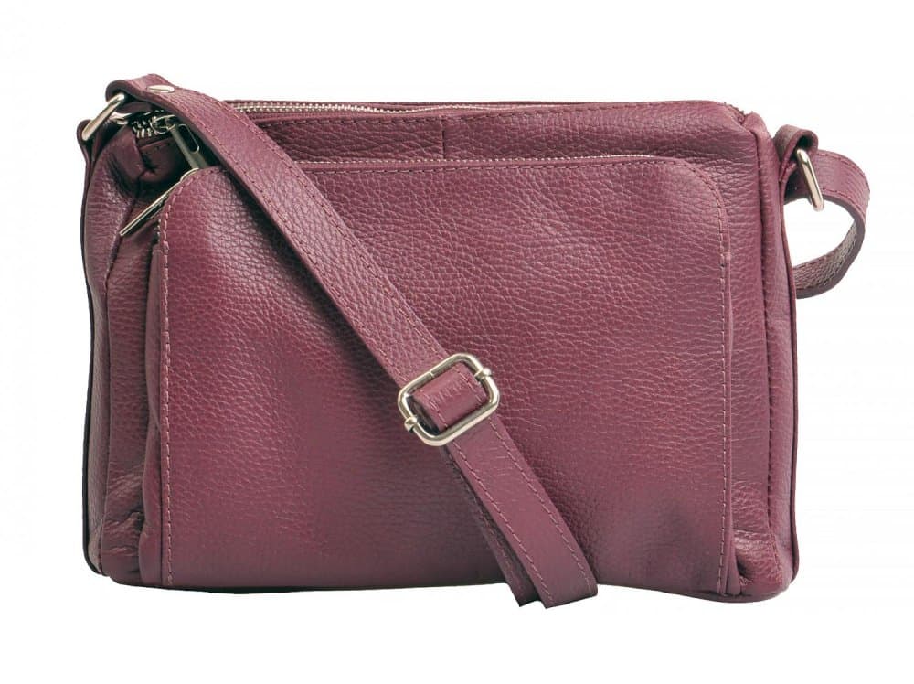 Kožená crossbody kabelka SARA BAGS 5542 bordó 2