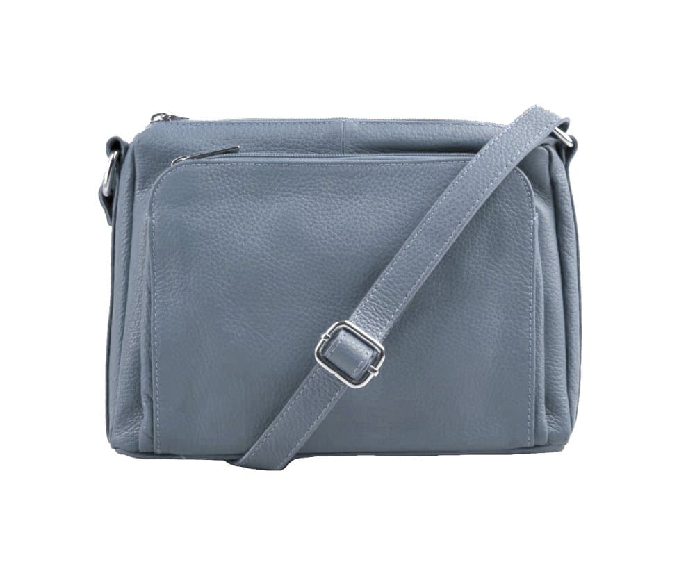 Kožená crossbody kabelka SARA BAGS 5542 ocean - světle modrá