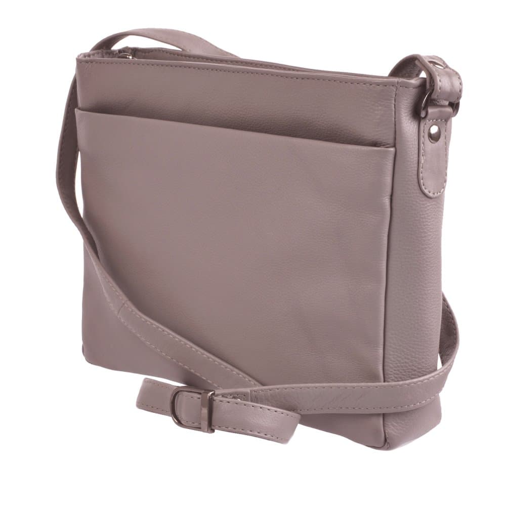 Kožená kabelka přes rameno New Bags Leather LB-206 hnědá taupe 2