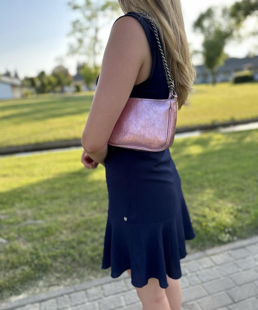 Růžová malá kožená kabelka Elisa L593-009 3