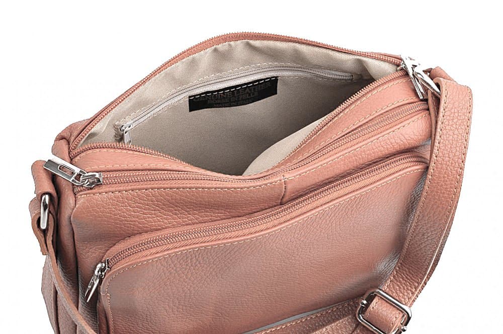 Kožená crossbody kabelka SARA BAGS 5542 hnědá cognac 4