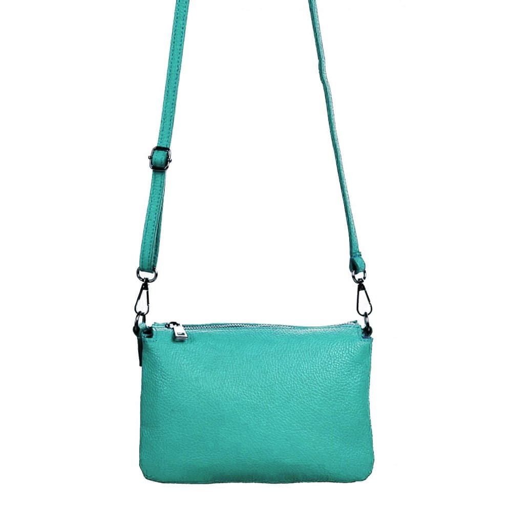 Menší kožená crossbody kabelka 5474 tyrkys 5