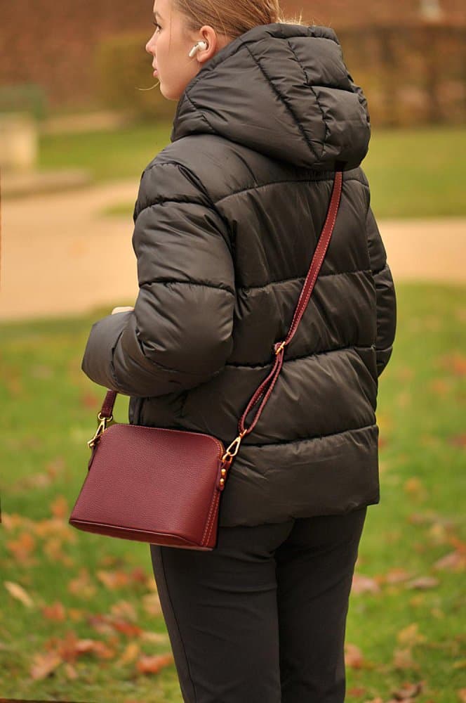 MaxFly dámská kožená kabelka crossbody 5232 bordo 5