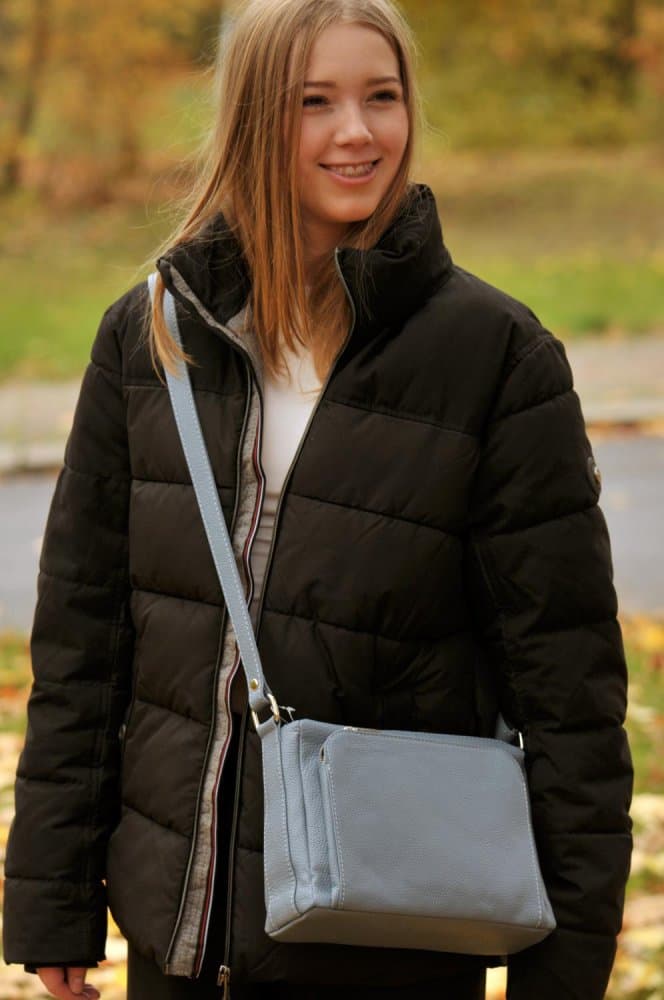 Kožená crossbody kabelka SARA BAGS 5542 ocean - světle modrá 4