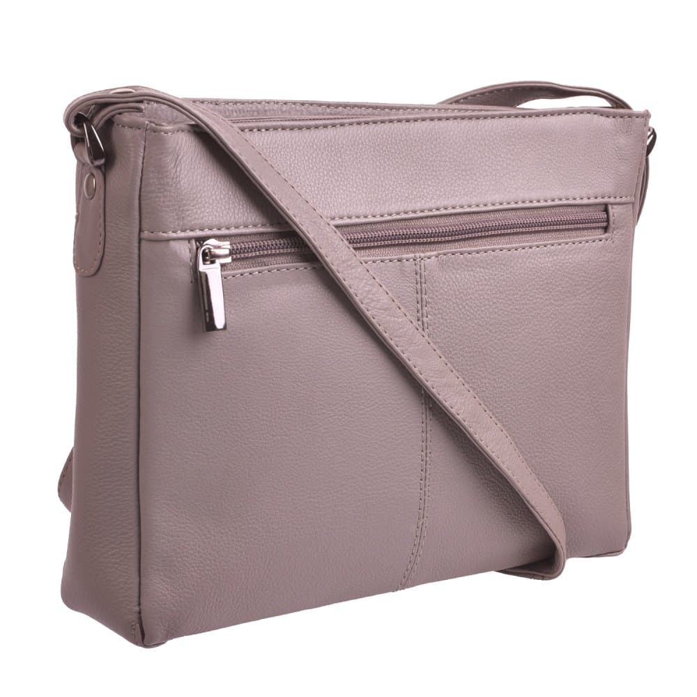 Kožená kabelka přes rameno New Bags Leather LB-206 hnědá taupe 3