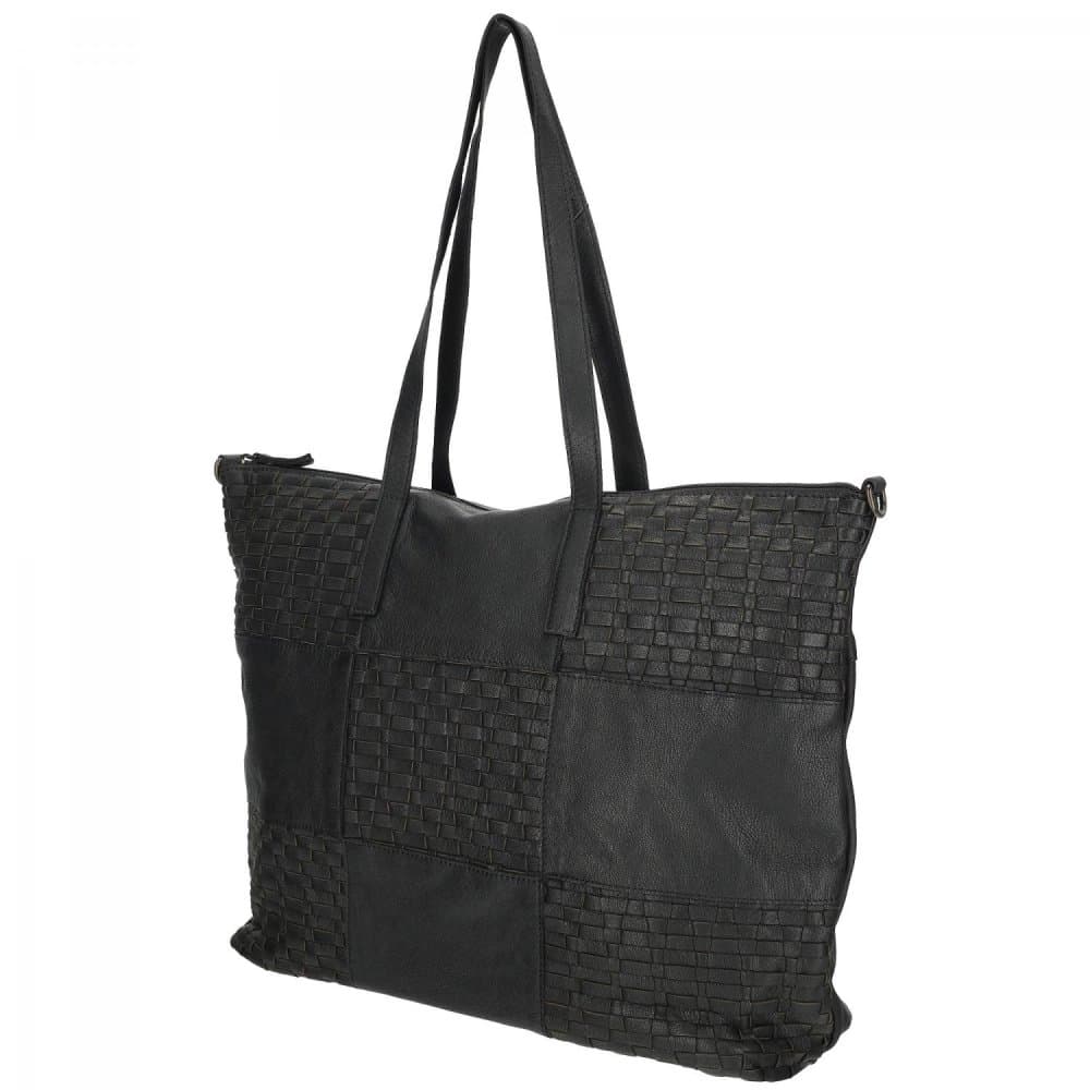 Proplétaná velká kožená shopper kabelka Enrico Benetti Sicily 89033-001 černá 5