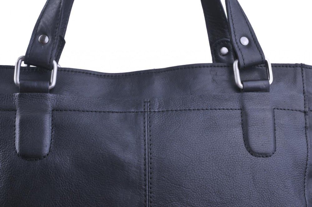 Velká kožená shopper kabelka LA-124 černá 5