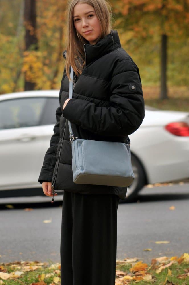 Kožená crossbody kabelka SARA BAGS 5542 ocean - světle modrá 5