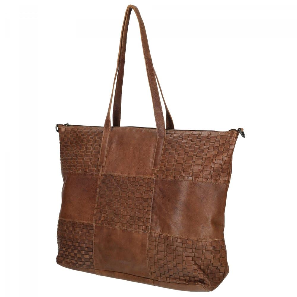 Proplétaná velká kožená shopper kabelka Enrico Benetti Sicily 89033-005 hnědá cognac 3