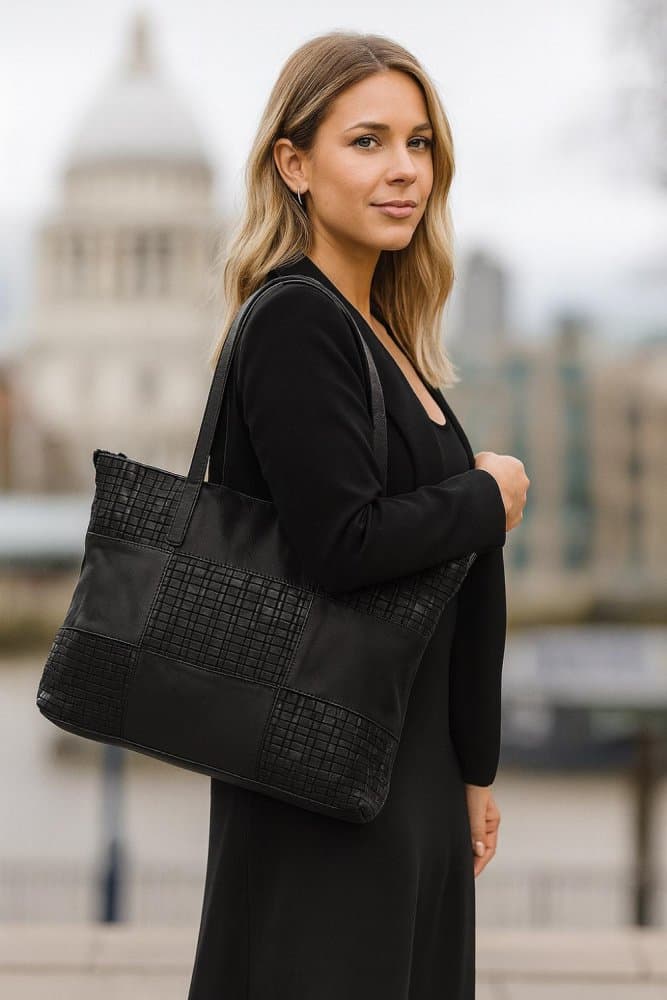 Proplétaná velká kožená shopper kabelka Enrico Benetti Sicily 89033-001 černá 2