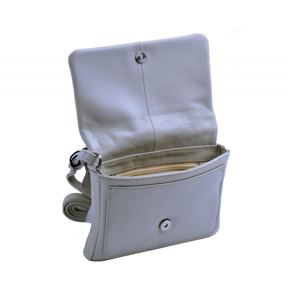 Malá kožená crossbody kabelka ET-0985 světle šedá 4