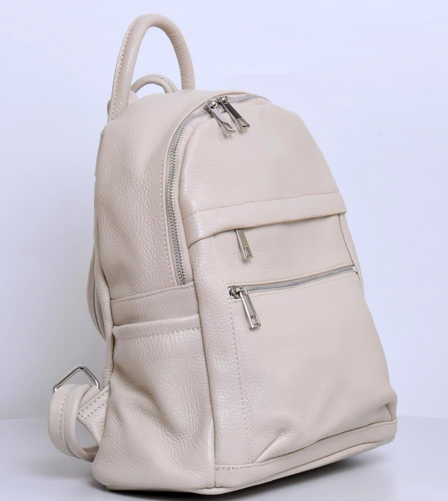 MaxFly Menší kožený batoh 5640 béžový 5