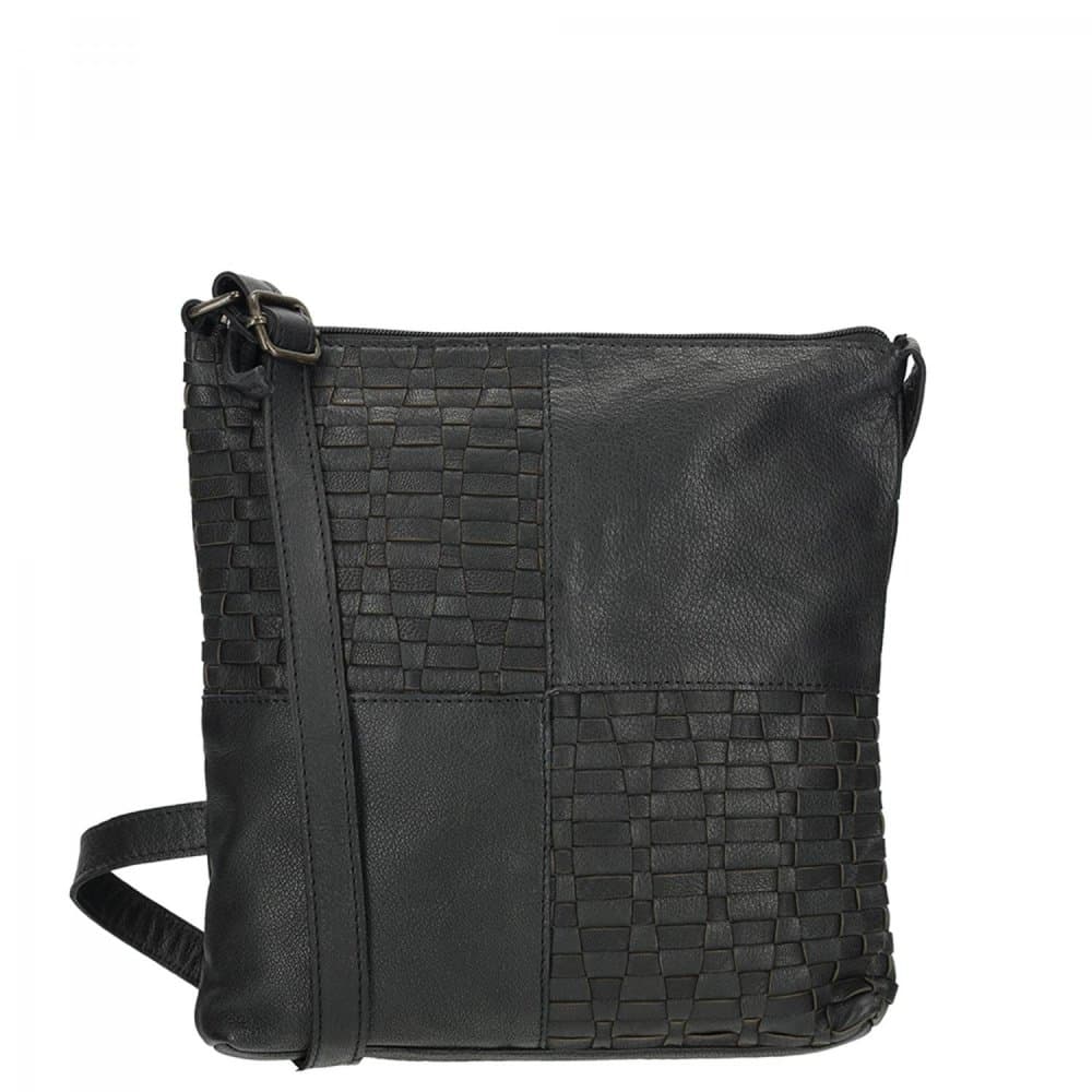 Enrico Benetti Sicily proplétaná kožená crossbody kabelka 89031-001 černá