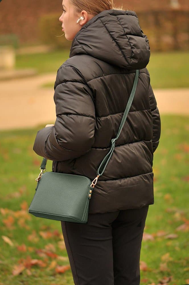 MaxFly dámská kožená kabelka crossbody 5232 zelená - oliva 5