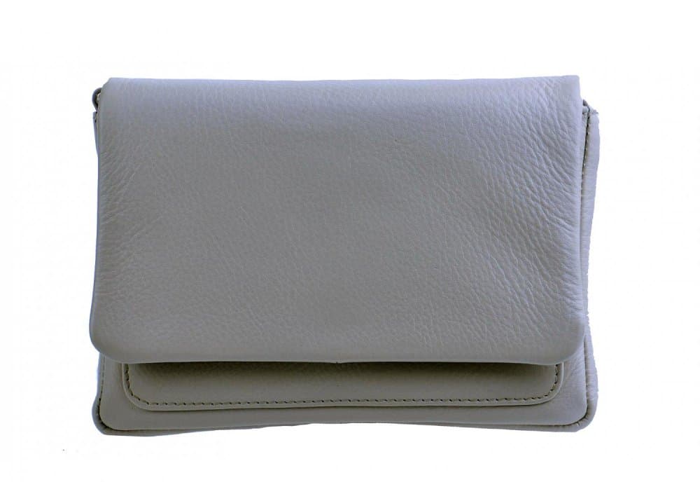 Malá kožená crossbody kabelka ET-0985 světle šedá