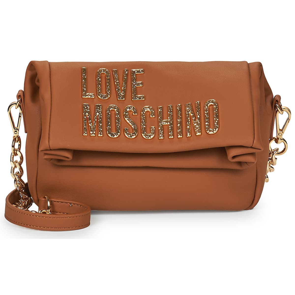 Kabelka přes rameno Love Moschino Bold Love Hammered, hnědá