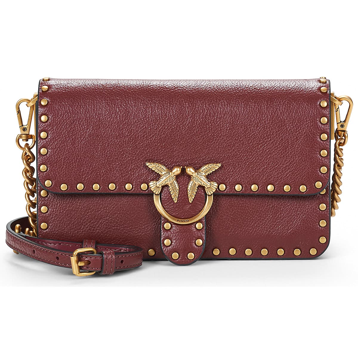 Kabelka přes rameno Pinko Love ONE Slouchy MN. Studs, vínová