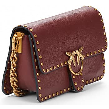 Kabelka přes rameno Pinko Love ONE Slouchy MN. Studs, vínová 2