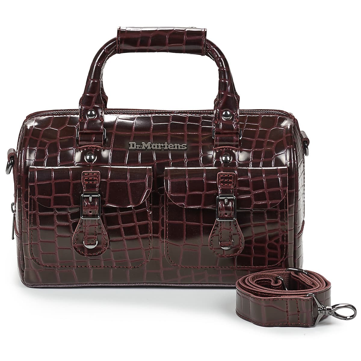Kabelka přes rameno Dr. Martens TOP Handle BAG Oxblood High Shine Croc Emboss