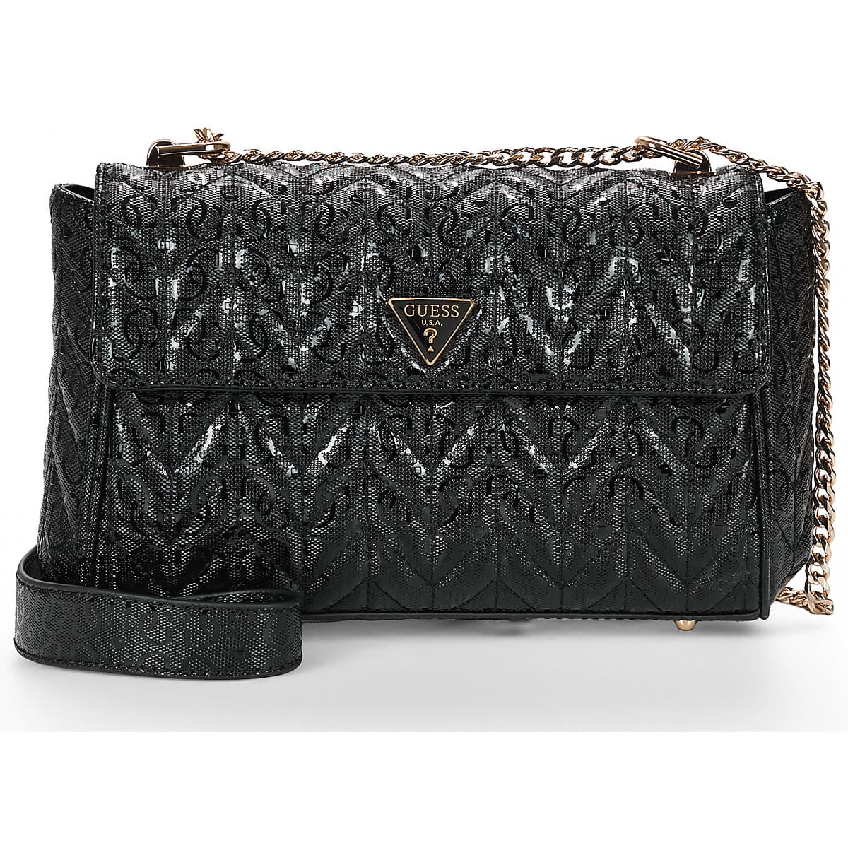 Kabelka přes rameno Guess Stacey Convertible Xbody Flap, černá