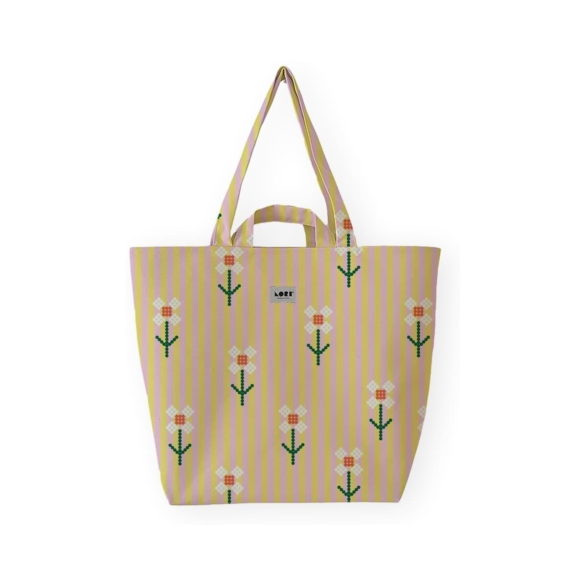 Kabelka Lori Barcelona Fine Stripe And Bloom Flowers - Yellow/Pink