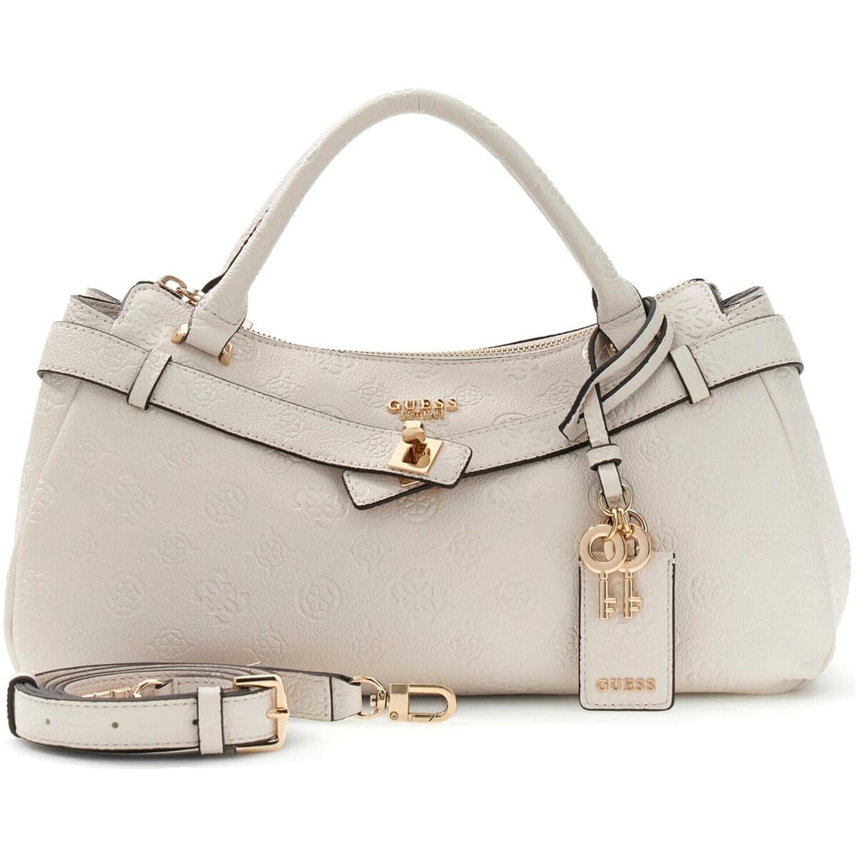 Kabelka Guess Ella Logo Girlfriend Satchel, béžová