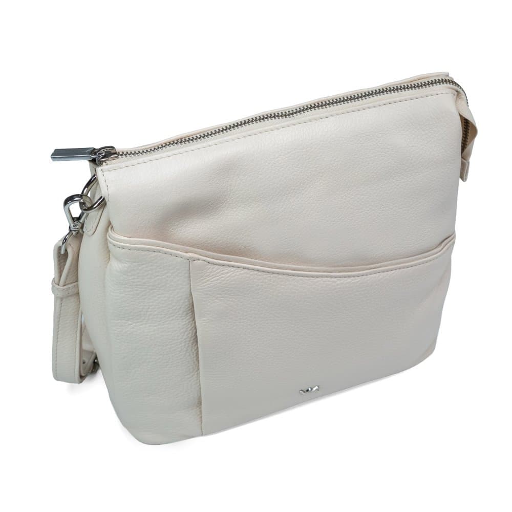 VALMIO Dámská kožená crossbody kabelka Livia – béžová 4