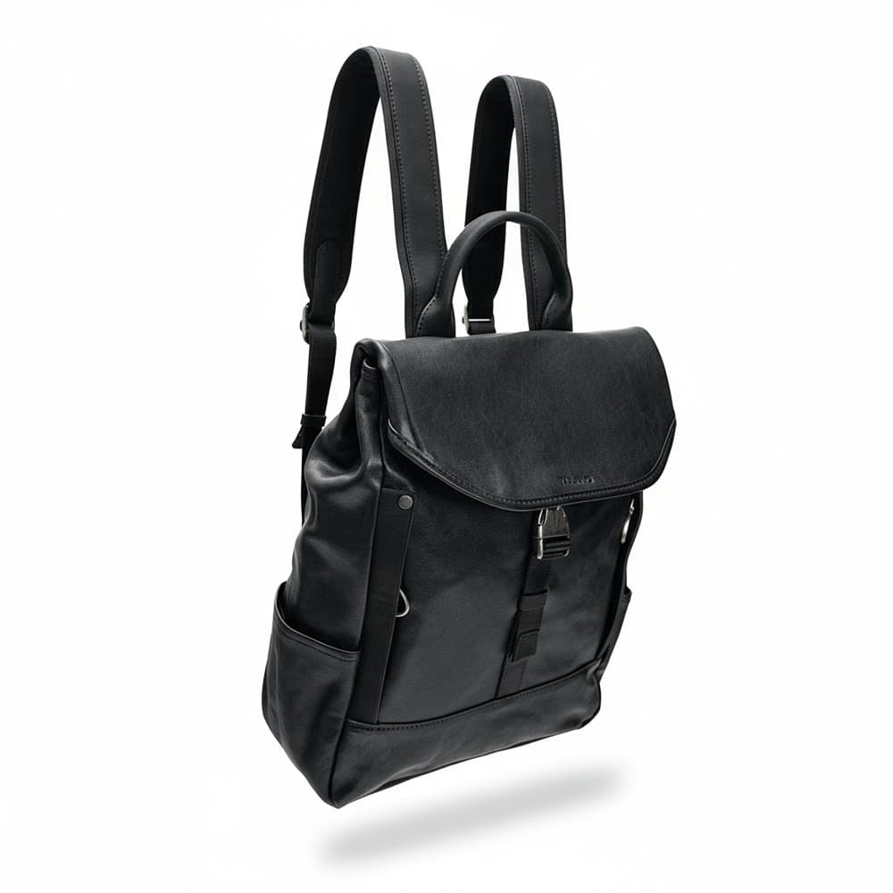 VALMIO Černý kožený batoh Elmor Černá Objem 15 L 2