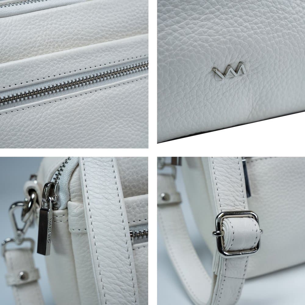 VALMIO Dámská kožená crossbody kabelka Fide - bílá 6